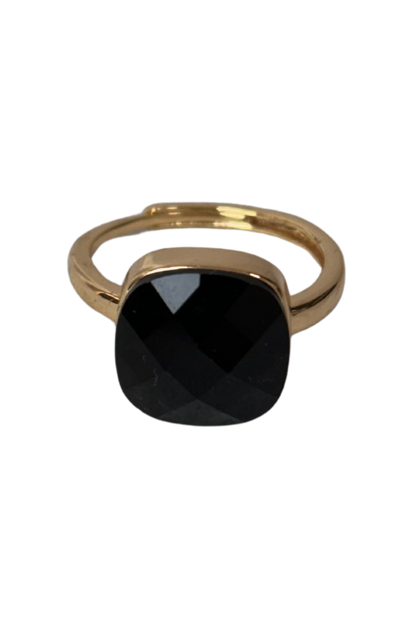 Anello Pietra Sfaccettata - nero